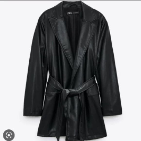 NWOT Zara faux leather black trench - Picture 3 of 3